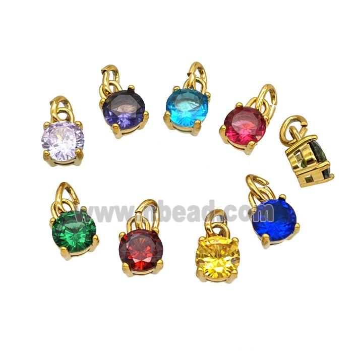 Stainless Steel Pendant Pave Zirconia Gold Plated Mixed