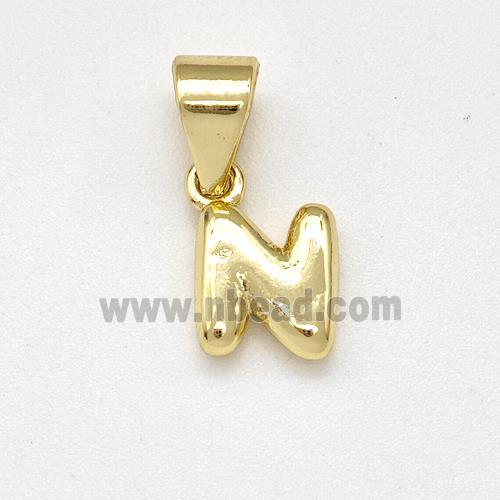 Stainless Steel Letter-N Pendant Gold Plated