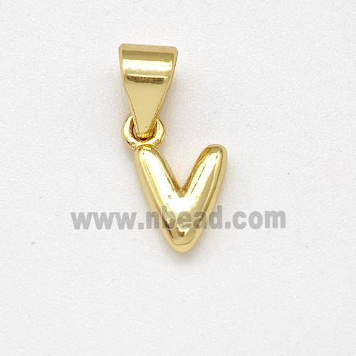 Stainless Steel Letter-V Pendant Gold Plated