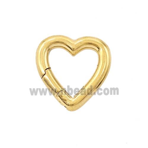 Stainless Steel Carabiner Clasp Heart Gold Plated