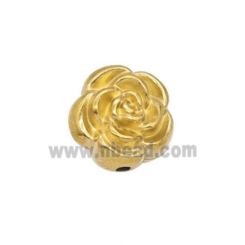Stainless Steel Rose Flower Beads Gold Plated