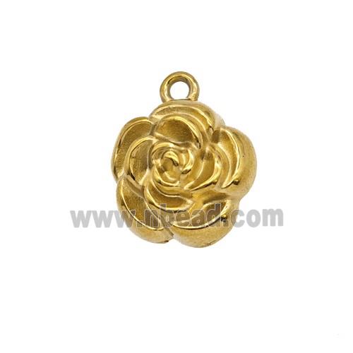 Stainless Steel Rose Flower Pendant Gold Plated