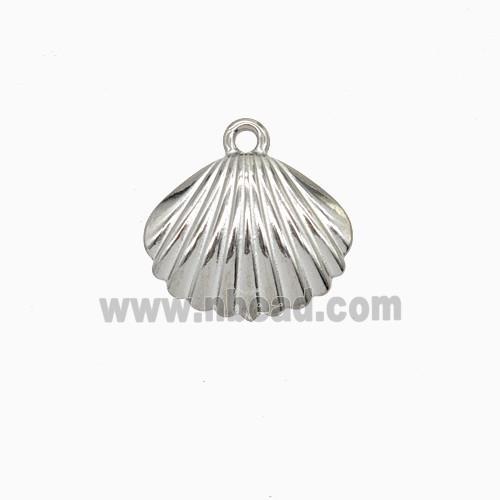 Raw Stainless Steel Scallop Shell Pendant