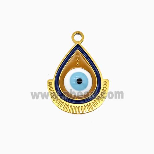 Stainless Steel Eye Pendant Enamel Gold Plated
