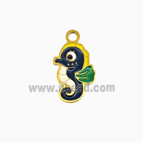 Stainless Steel Seahorse Pendant Enamel Gold Plated