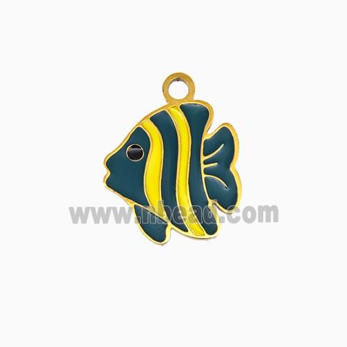 Stainless Steel Fish Pendant Enamel Gold Plated