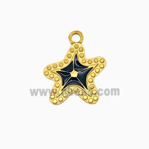 Stainless Steel Starfish Pendant Enamel Gold Plated