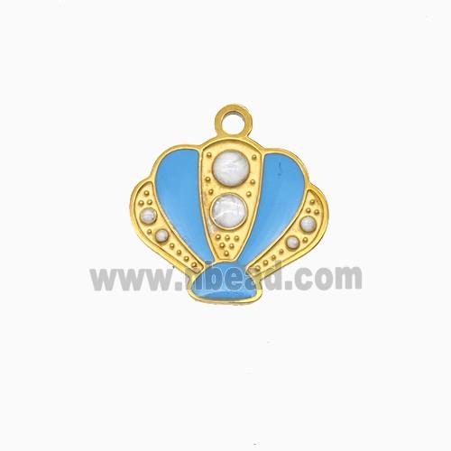 Stainless Steel Scallop Shell Pendant Enamel Gold Plated