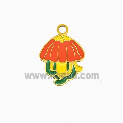 Stainless Steel Jellyfish Pendant Enamel Gold Plated