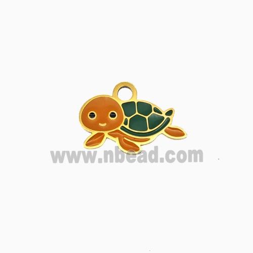 Stainless Steel Tortoise Pendant Enamel Gold Plated