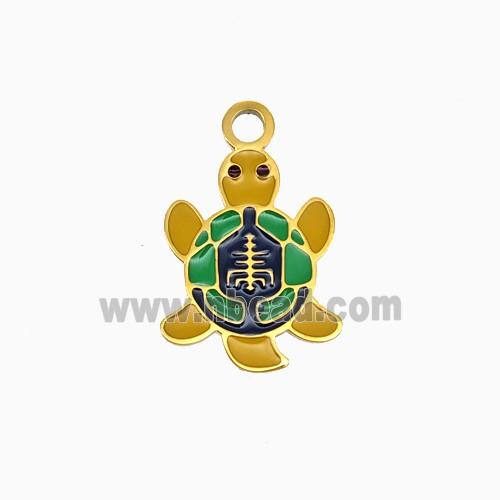 Stainless Steel Tortoise Pendant Enamel Gold Plated