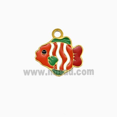 Stainless Steel Fish Pendant Enamel Gold Plated