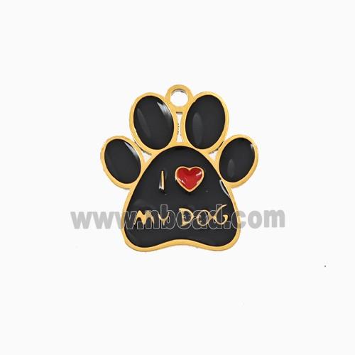 Stainless Steel Paws Pendant Enamel Gold Plated