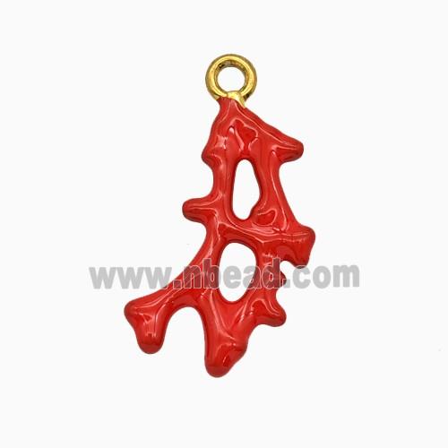 Stainless Steel Coral Branch Pendant Enamel Gold Plated