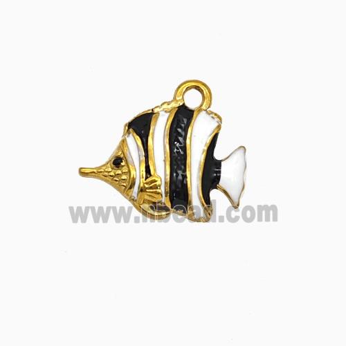 Stainless Steel Fish Pendant Enamel Gold Plated