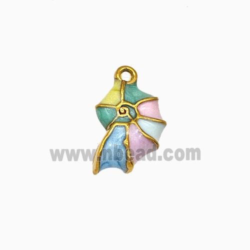 Stainless Steel Spiral Shell Pendant Multicolor Enamel Gold Plated