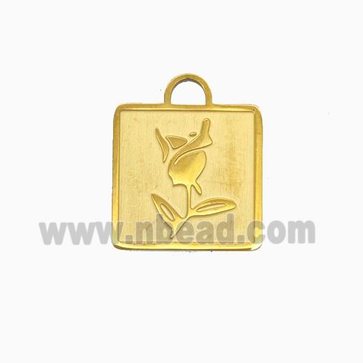 Stainless Steel Flower Pendant Gold Plated