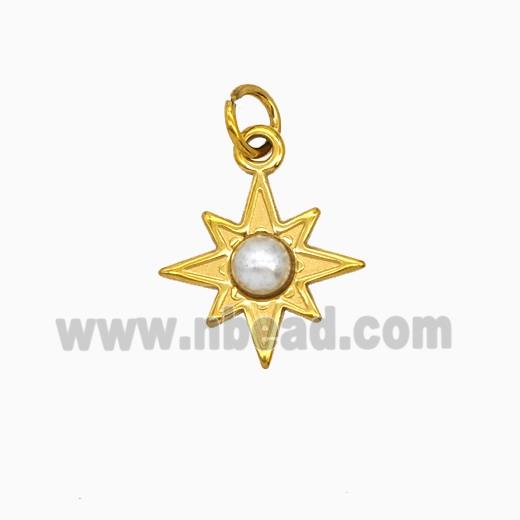 Stainless Steel Star Pendant Pave Resin Gold Plated