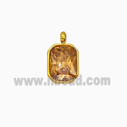 Stainless Steel Pendant Pave Zirconia Gold plated