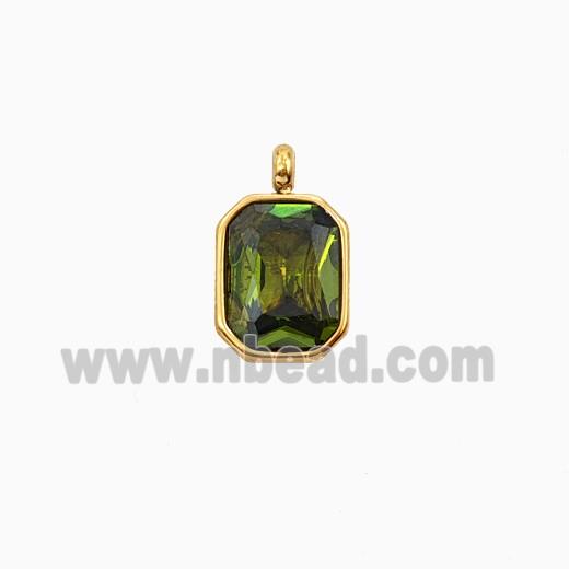 Stainless Steel Pendant Pave Zirconia Gold plated