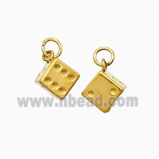 Stainless Steel Dice Pendant Gold plated