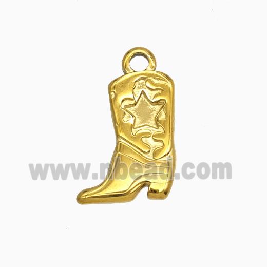 Stainless Steel Cowboy Shoes Pendant Gold Plated