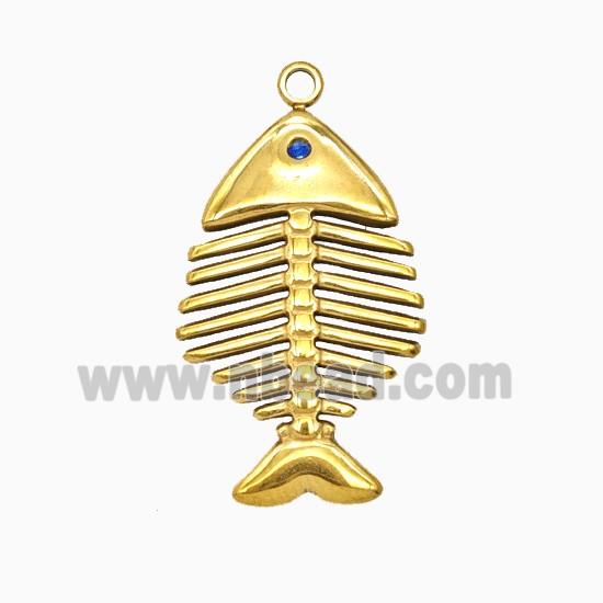 Stainless Steel Fishbone Pendant Gold Plated