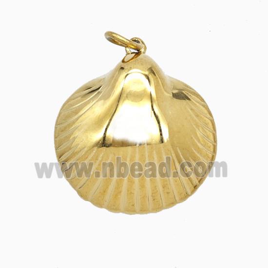 Stainless Steel Scallop Shell Pendant Gold Plated
