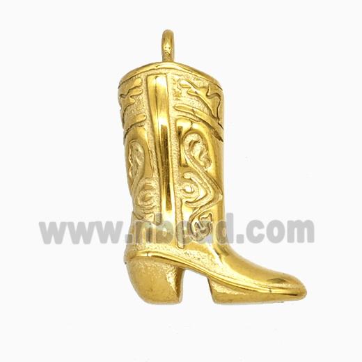 Stainless Steel Cowboy Shoes Pendant Gold Plated