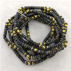 Natural Green Kambaba Jasper Bracelets Stretchy Rondelle, approx 4mm