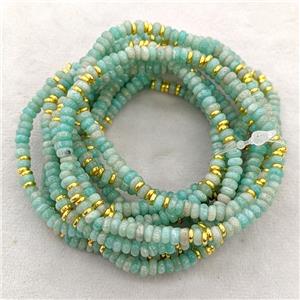 Natural Green Amazonite Bracelets Stretchy Rondelle, approx 4mm