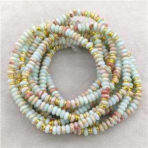 Synthetic Snakeskin Jasper Bracelet Blue Stretchy Rondelle, approx 4mm