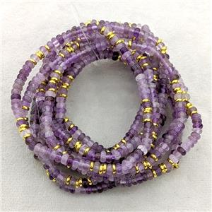 Natural Purple Amethyst Bracelets Stretchy Rondelle, approx 4mm