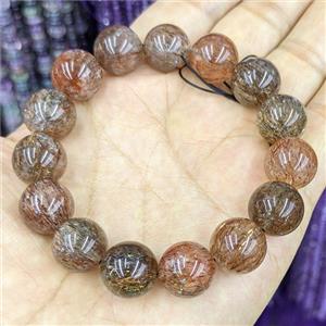 Natural Blackgold Super7 Rutilated Quartz Bracelets Round Stretch, approx 14mm
