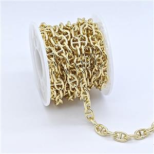 Copper Chain, Gold Plated, approx 6.5x10mm