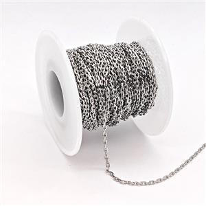 Copper Chain, Platinum Plated, approx 1.5x2mm