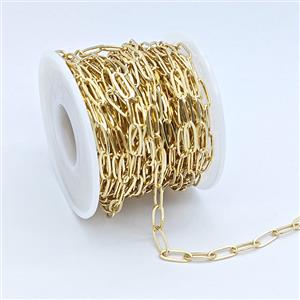 Copper Paperclip Chain Gold Plated, approx 4x11mm