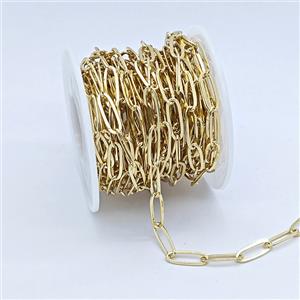 Copper Paperclip Chain Gold Plated, approx 5x14mm
