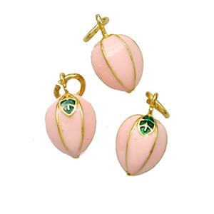 Copper Carambola Pendant Pink Enamel Gold Plated, approx 8-10mm