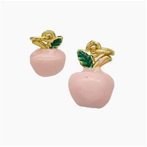 Copper Apple Pendant Pink Enamel Gold Plated, approx 10mm