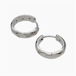 Copper Hoop Earrings Micropave Zirconia Platinum Plated, approx 16mm dia