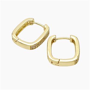 Copper Latchback Earrings Micropave Zirconia Gold Plated, approx 15-16mm