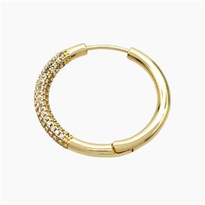 Copper Hoop Earrings Micropave Zirconia Gold Plated, approx 27mm dia