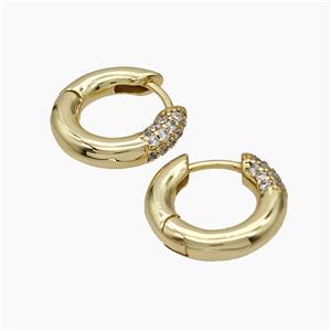 Copper Hoop Earrings Pave Zirconia Gold Plated, approx 20mm dia