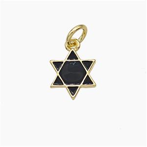 Enamel Daivd Star Pendant Black Enamel Gold Plated, approx 10mm