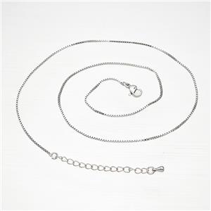 Copper Box Necklace Chain Platinum Plated, approx 1mm, 45-50cm length