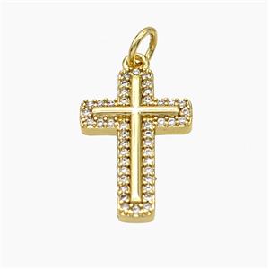 Copper Cross Pendant Micropave Zirconia Gold Plated, approx 12-18mm