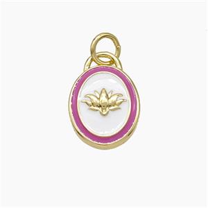 Copper Lotus Pendant Enamel Oval Gold Plated, approx 10-12mm