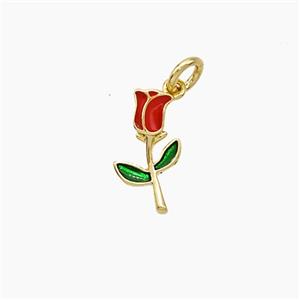 Copper Flower Pendant Enamel Gold Plated, approx 6-11mm