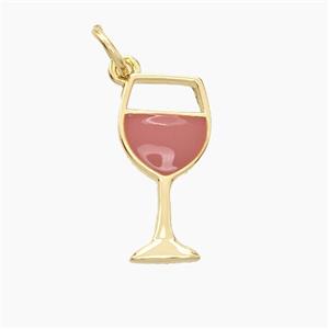 Copper Goblet Pendant Pink Enamel WineCup Gold Plated, approx 8-16mm